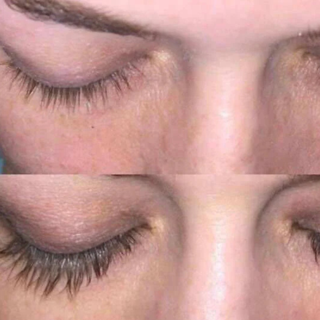 before and after Groh Lash and brow serum results on lashes