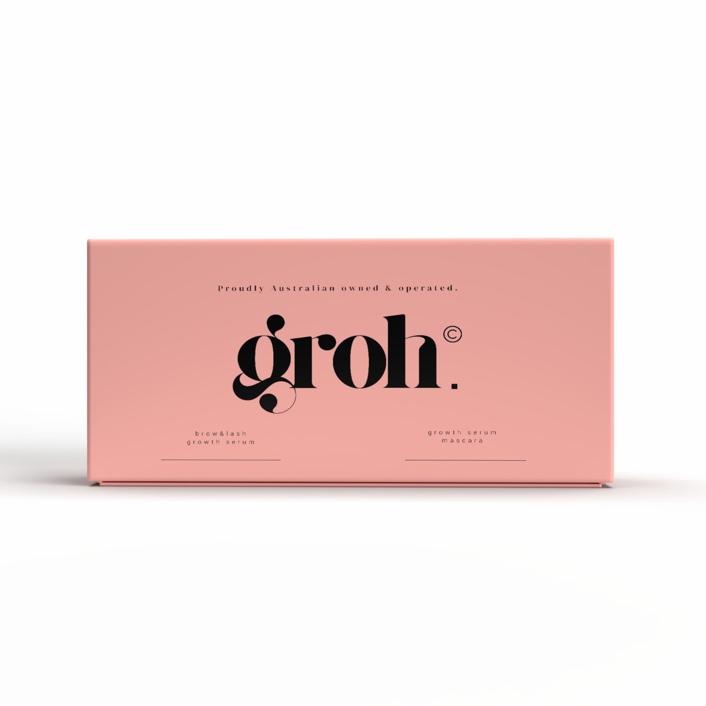 Pink box with 'groh' branding on a white background